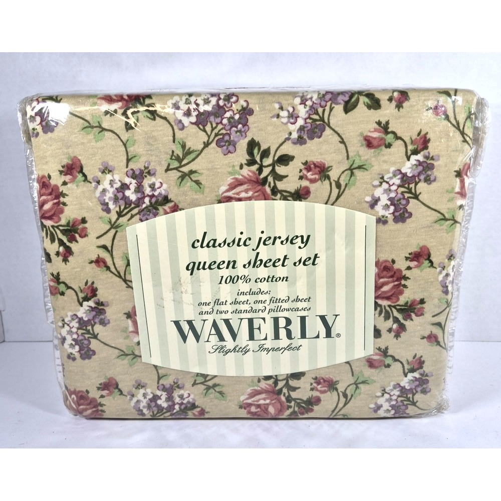 NEW Waverly Shannon Floral Queen Classic Jersey Sheet Set Slightly Imperfect